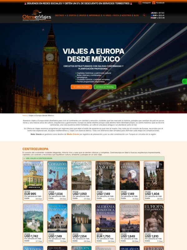 Oferta en Viajes — agencia de viajes organizados desde México